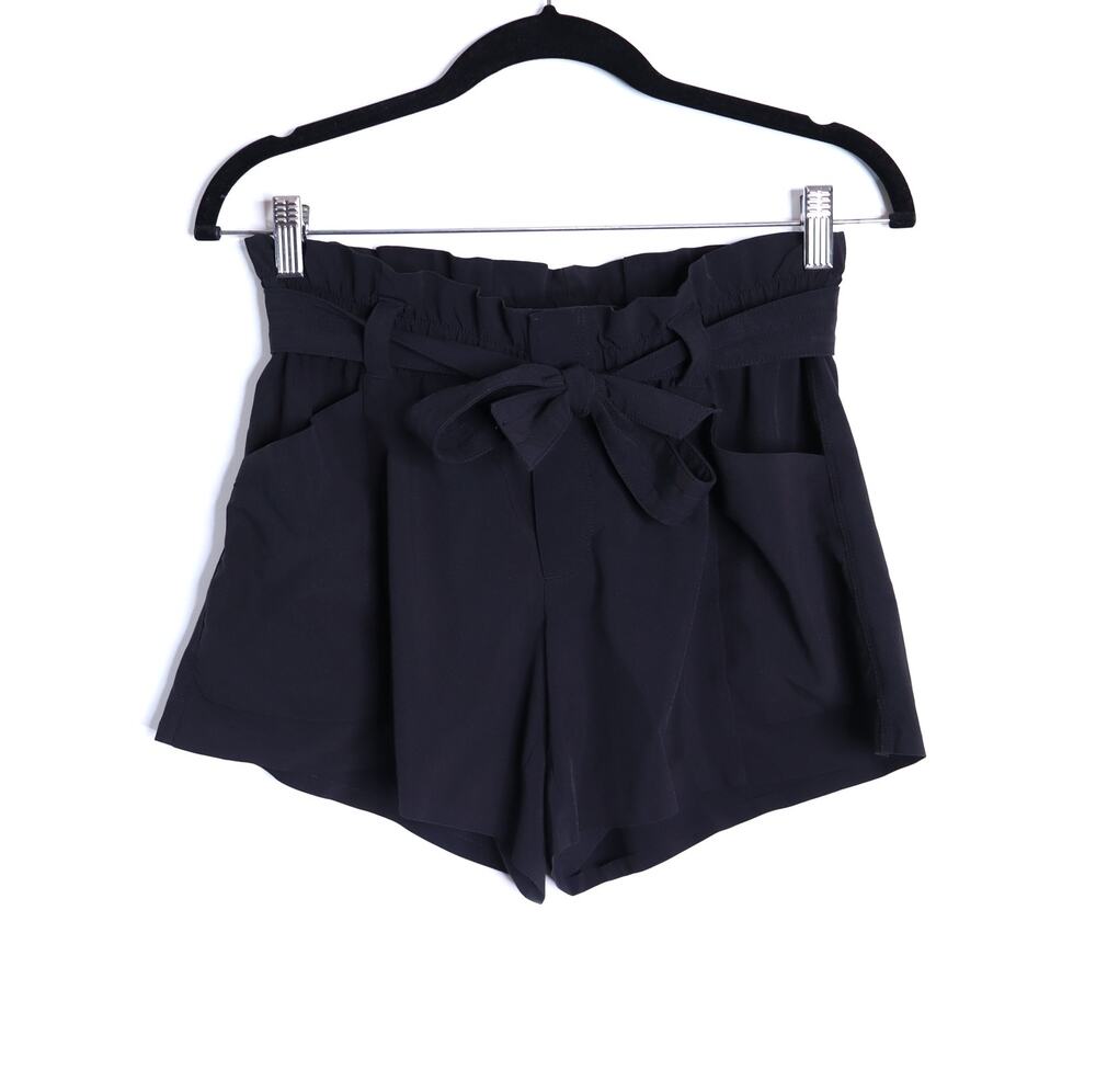 ATHLETA Skyline Paperbag Shorts II Black Belted High Rise Casual Women's 4